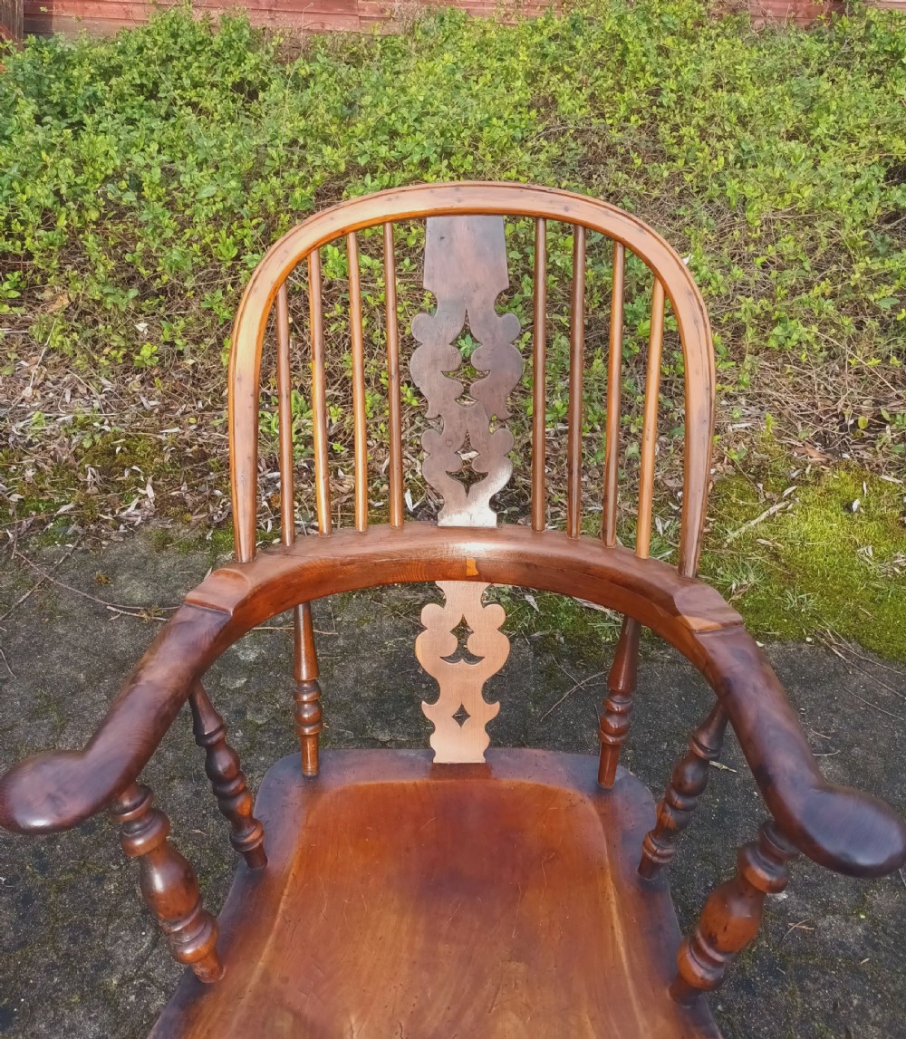 Victorian Yewwood Windsor rocking armchair.  View IX