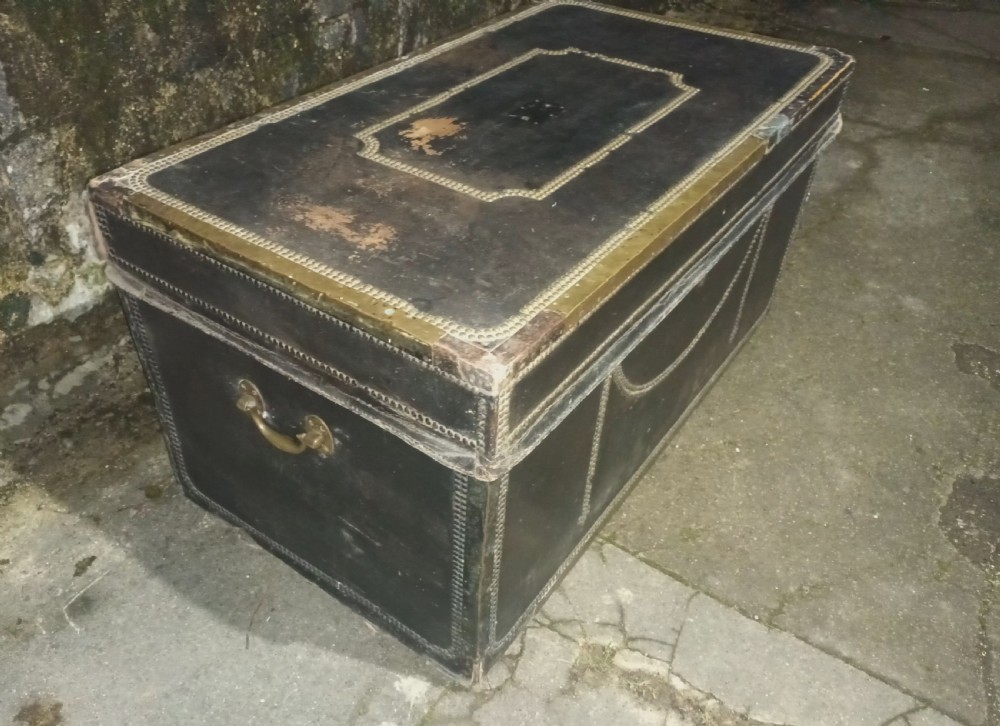Large studded leather camphorwood trunk. View III
