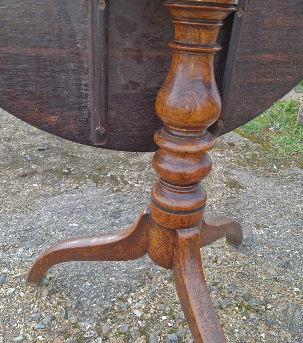 Slightly larger than normal Oak and Elm tip top table. View II