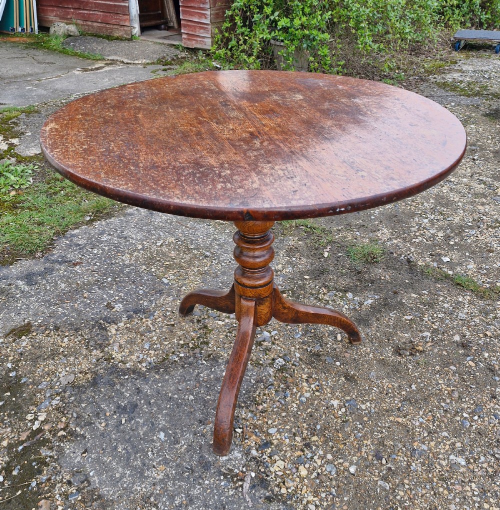 Slightly larger than normal Oak and Elm tip top table. View VI