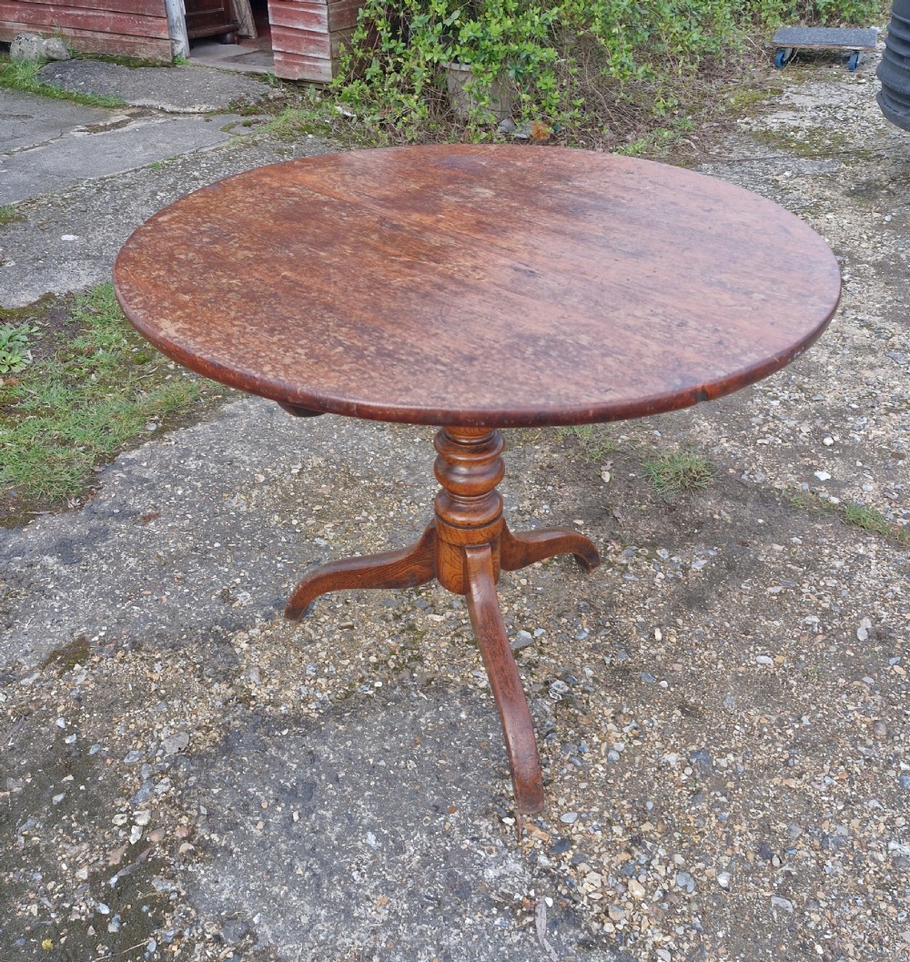 Slightly larger than normal Oak and Elm tip top table. View VIII