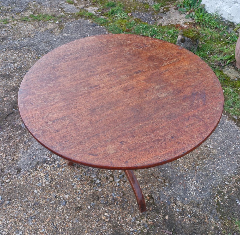 Slightly larger than normal Oak and Elm tip top table. View X