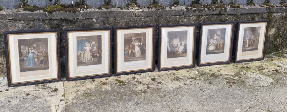 Set of 6 19th century engravings from the series The Crown.  View II