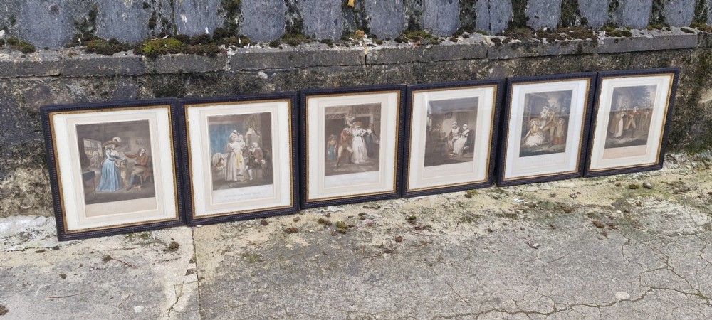 Set of 6 19th century engravings from the series The Crown.  View III