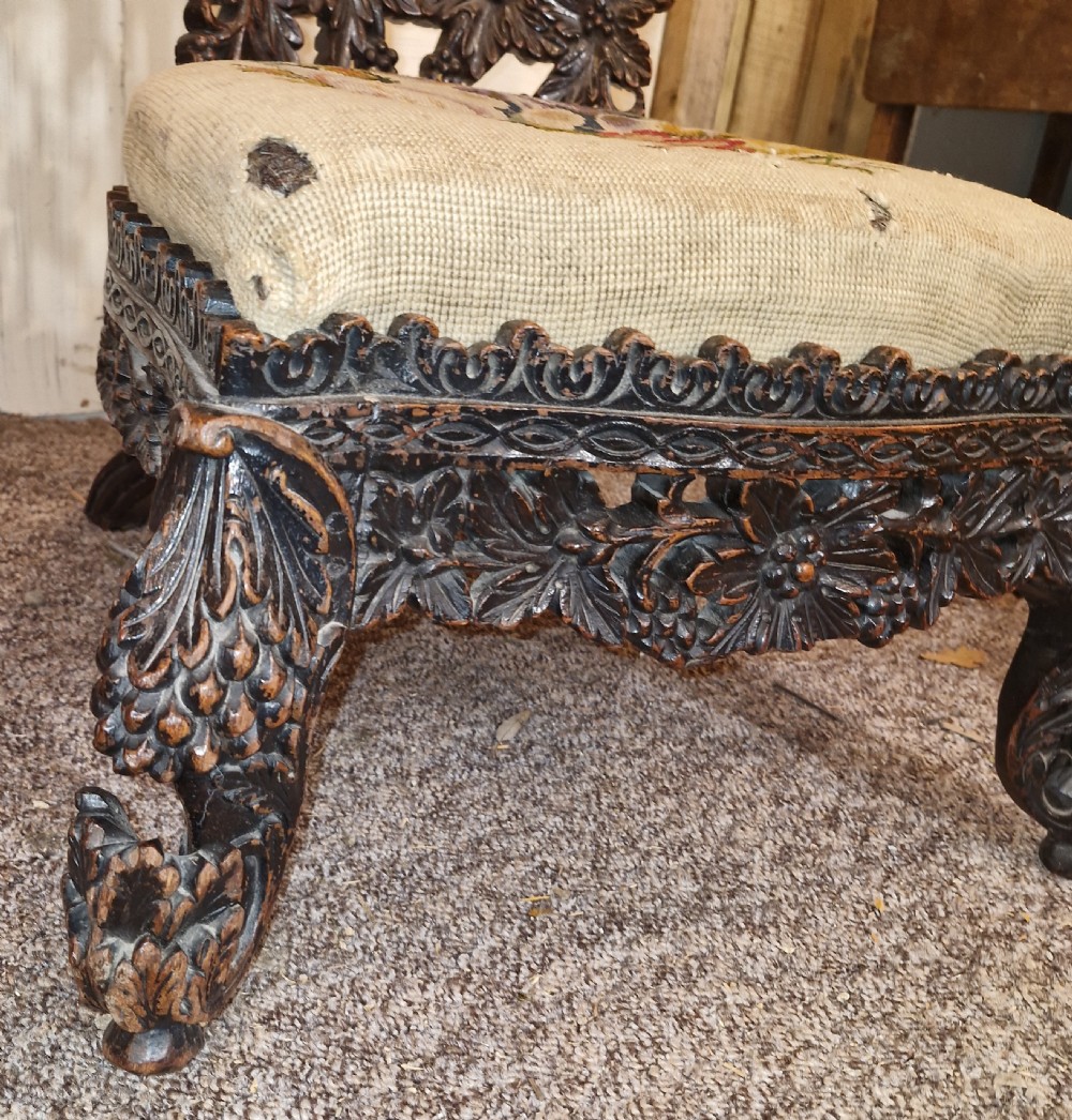 Carved Anglo Indian Low Chair  View VI