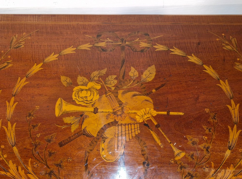 Lovely quality Edwardian inlaid mahogany side table with drawer. View IV