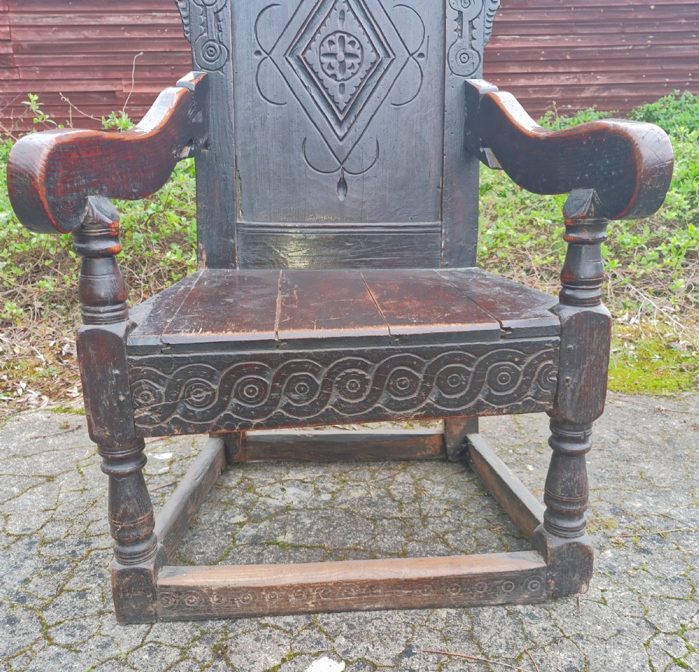 Large 17th century oak Wainscot armchair  View V