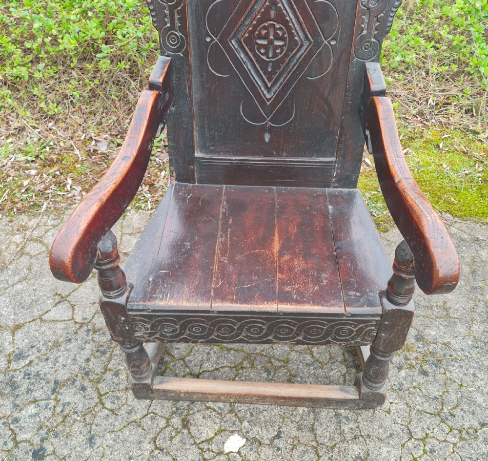 Large 17th century oak Wainscot armchair  View X