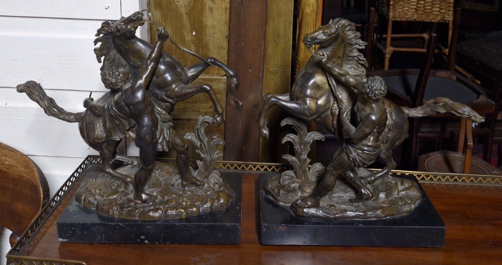 Pair of Bronzed Marley Horsemen. 