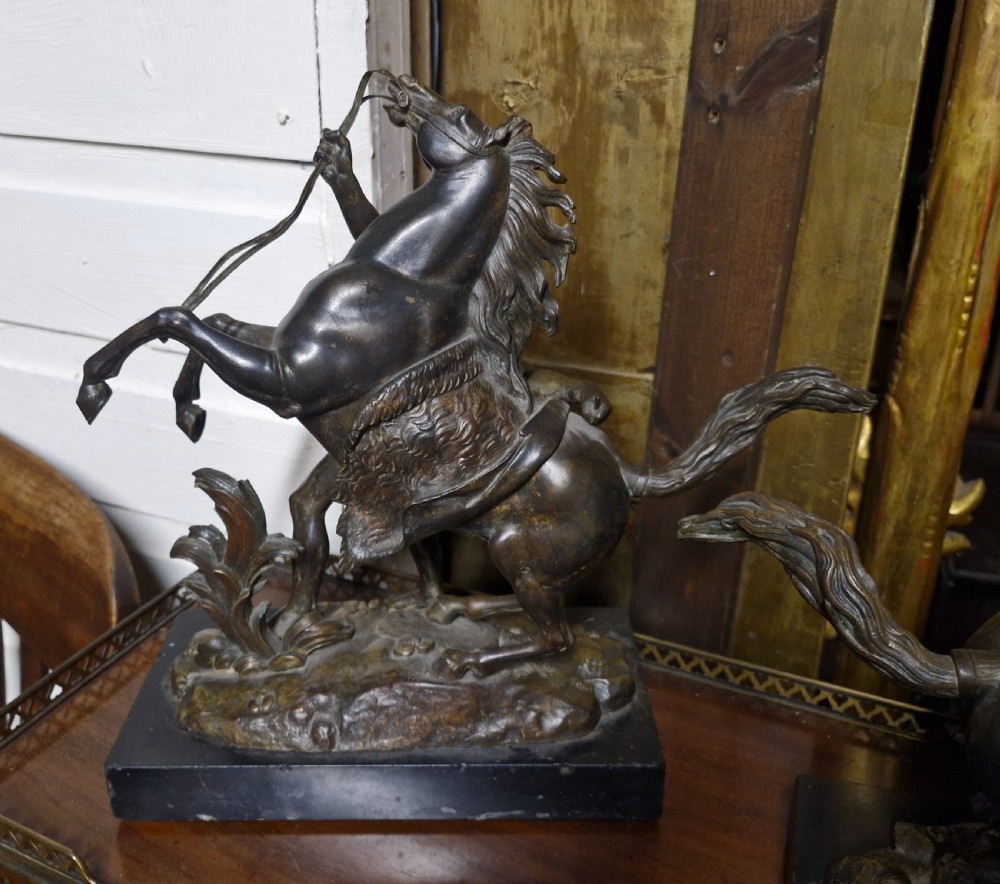 Pair of Bronzed Marley Horsemen.  View VI