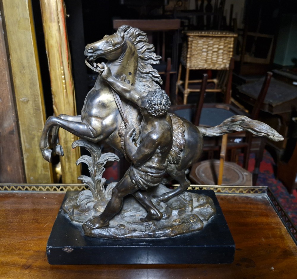 Pair of Bronzed Marley Horsemen.  View IX