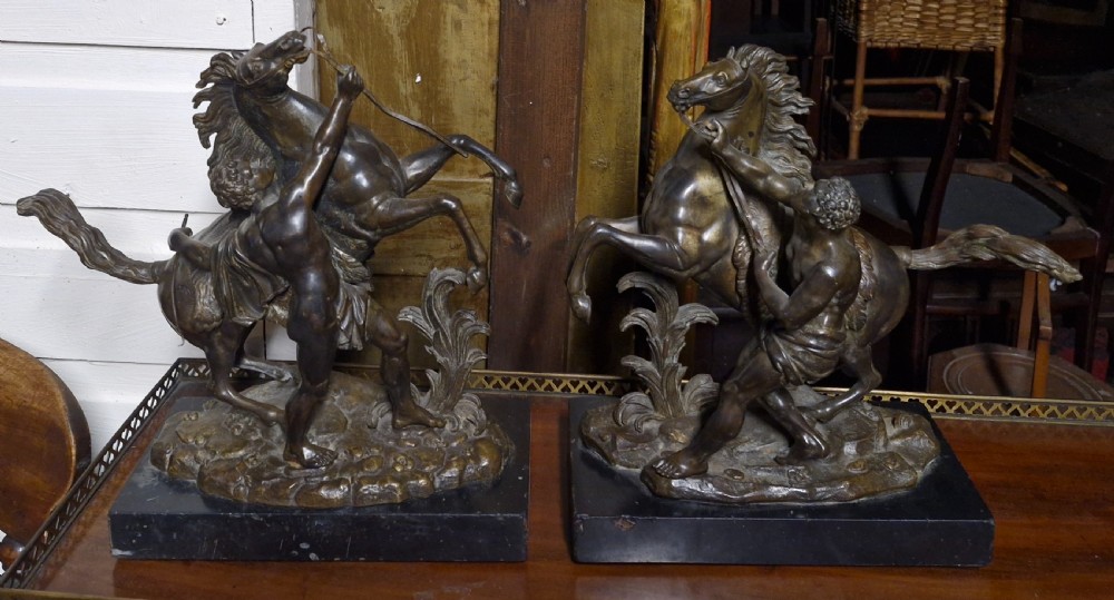 Pair of Bronzed Marley Horsemen.  View X