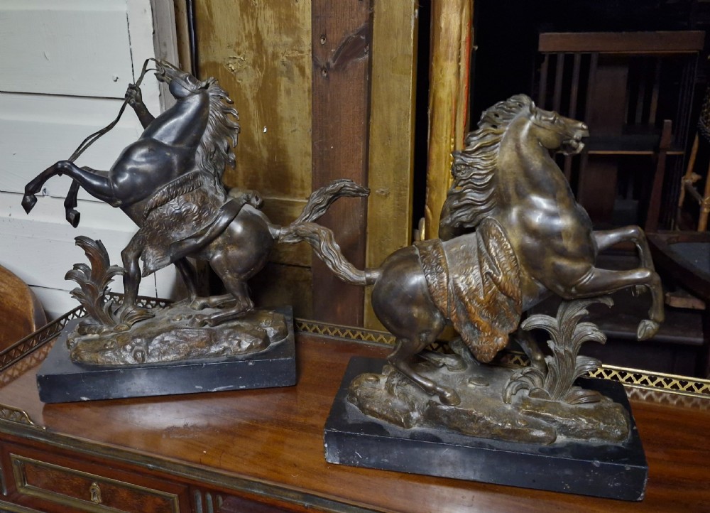 Pair of Bronzed Marley Horsemen.  View XI