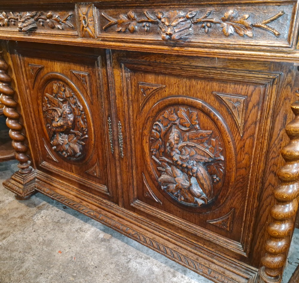 Large Carved oak bookcase cabinet.  View V