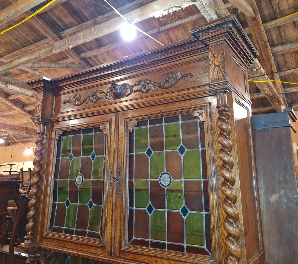 Large Carved oak bookcase cabinet.  View VIII