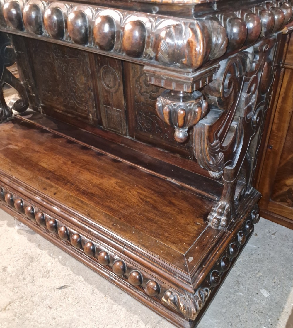 Large antique carved Italian 3 tier buffet.  View XIII