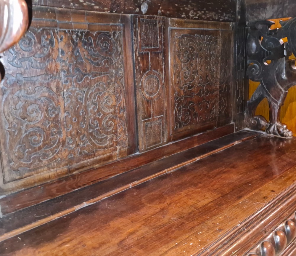 Large antique carved Italian 3 tier buffet.  View XIV
