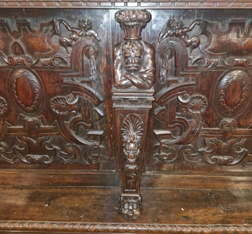 Large antique carved Italian 3 tier buffet.  View XXV