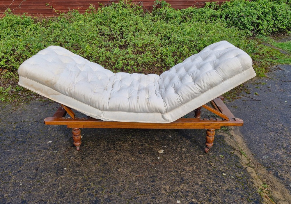 Late Victorian campaign bed or (large centre stool coffee table). View IV