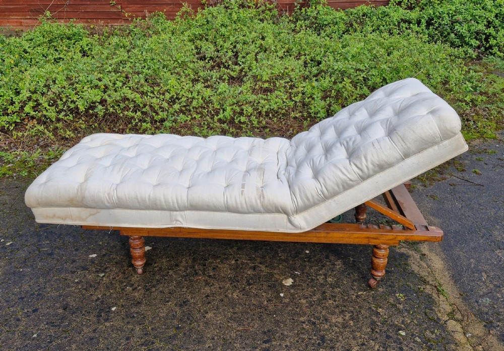 Late Victorian campaign bed or (large centre stool coffee table). View V