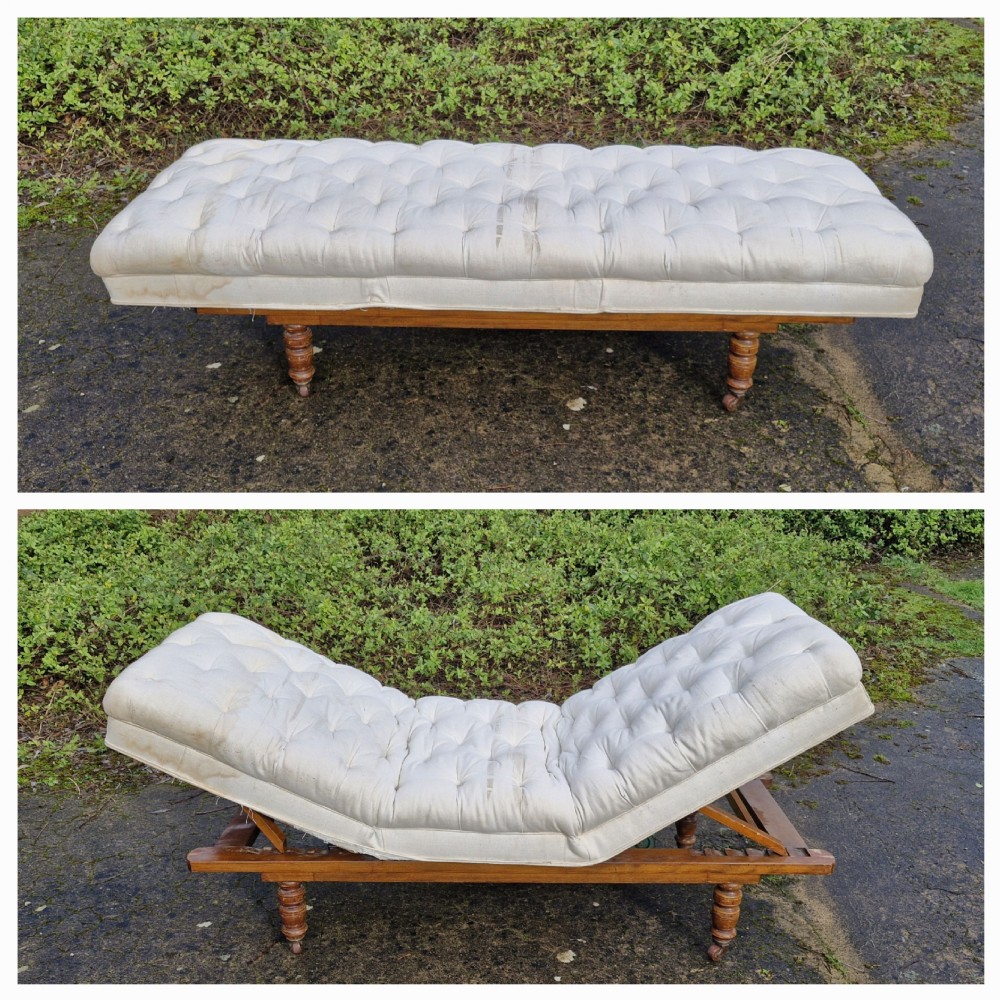 Late Victorian campaign bed or (large centre stool coffee table). View III