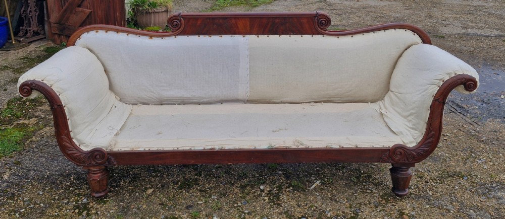 Large William IV mahogany framed country house sofa.