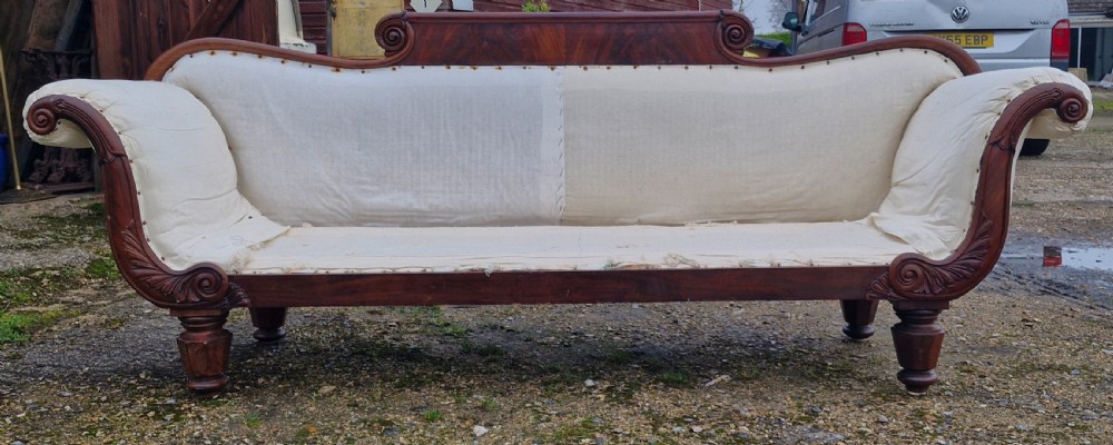 Large William IV mahogany framed country house sofa. View II