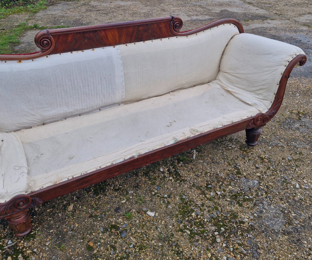Large William IV mahogany framed country house sofa. View III