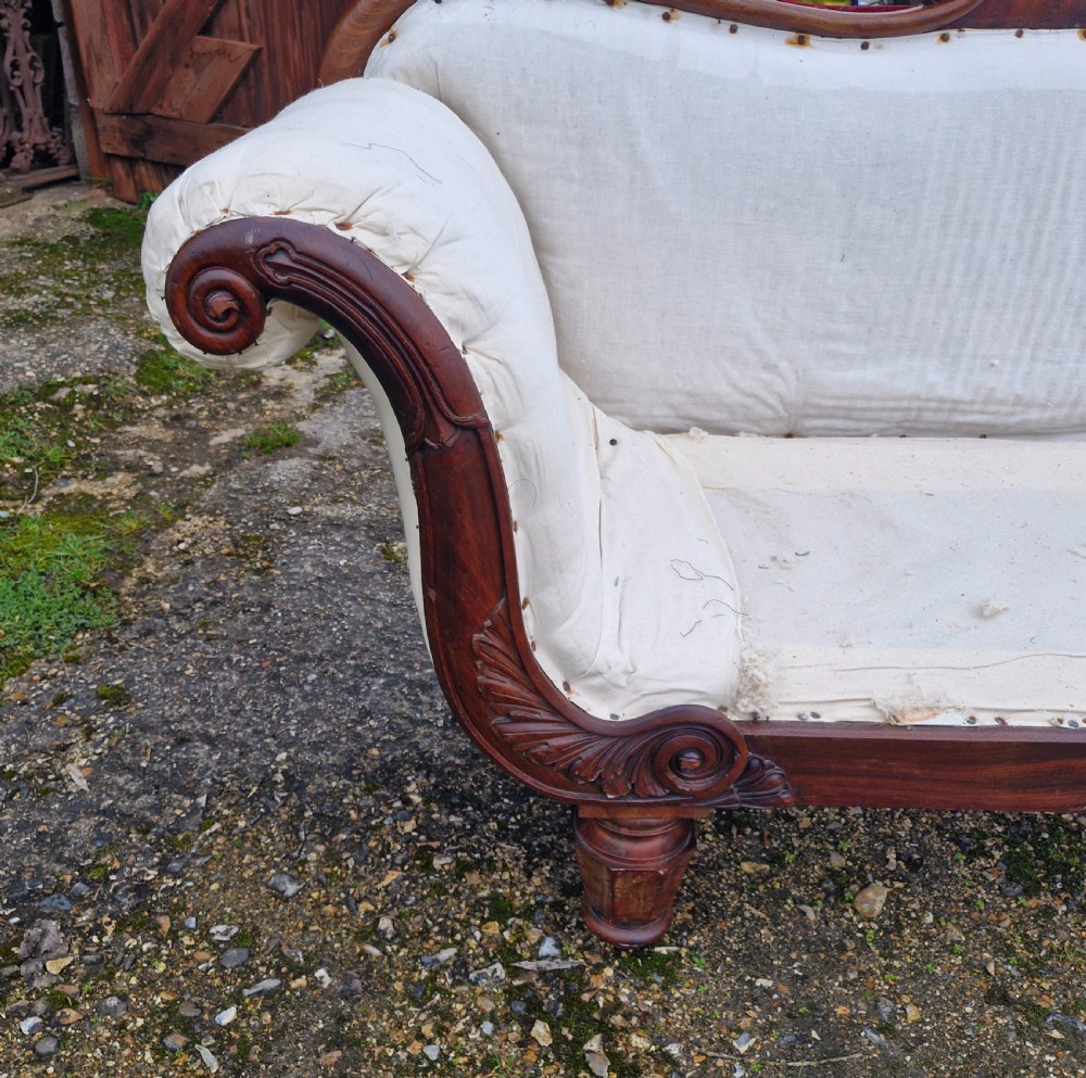 Large William IV mahogany framed country house sofa. View IV