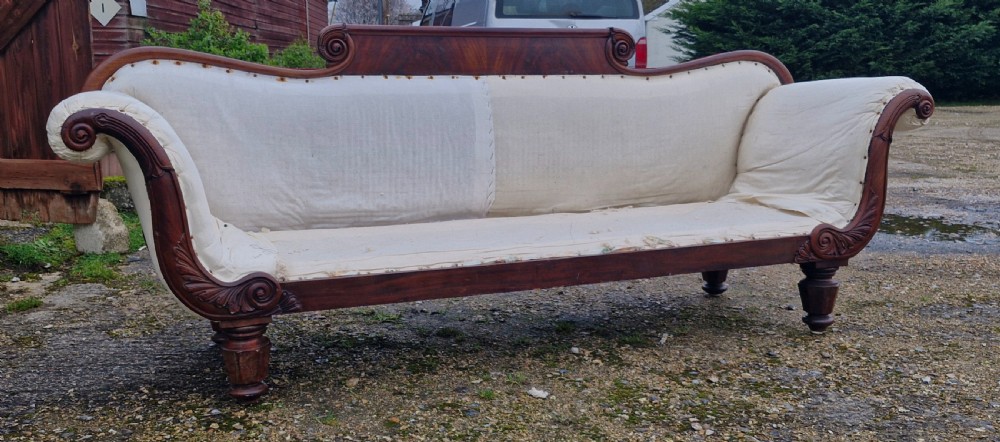 Large William IV mahogany framed country house sofa. View VI