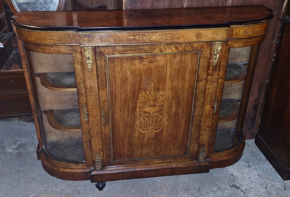 Victorian inlaid gilt metal mounted credenza - side cabinet.  View II