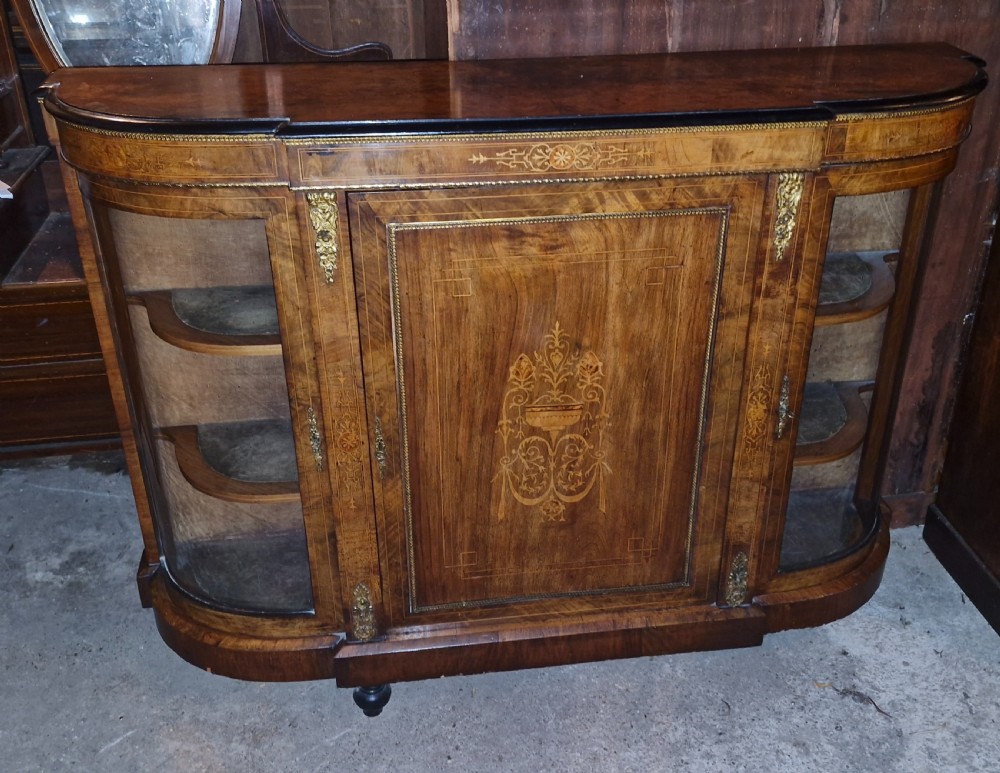 Victorian inlaid gilt metal mounted credenza - side cabinet.  View VIII