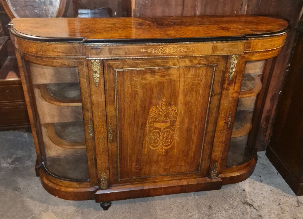Victorian inlaid gilt metal mounted credenza - side cabinet.  View X
