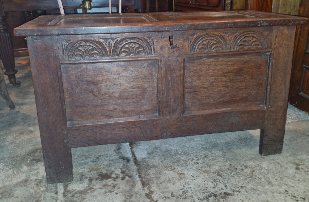 Good late 17th century oak panelled coffer. View III