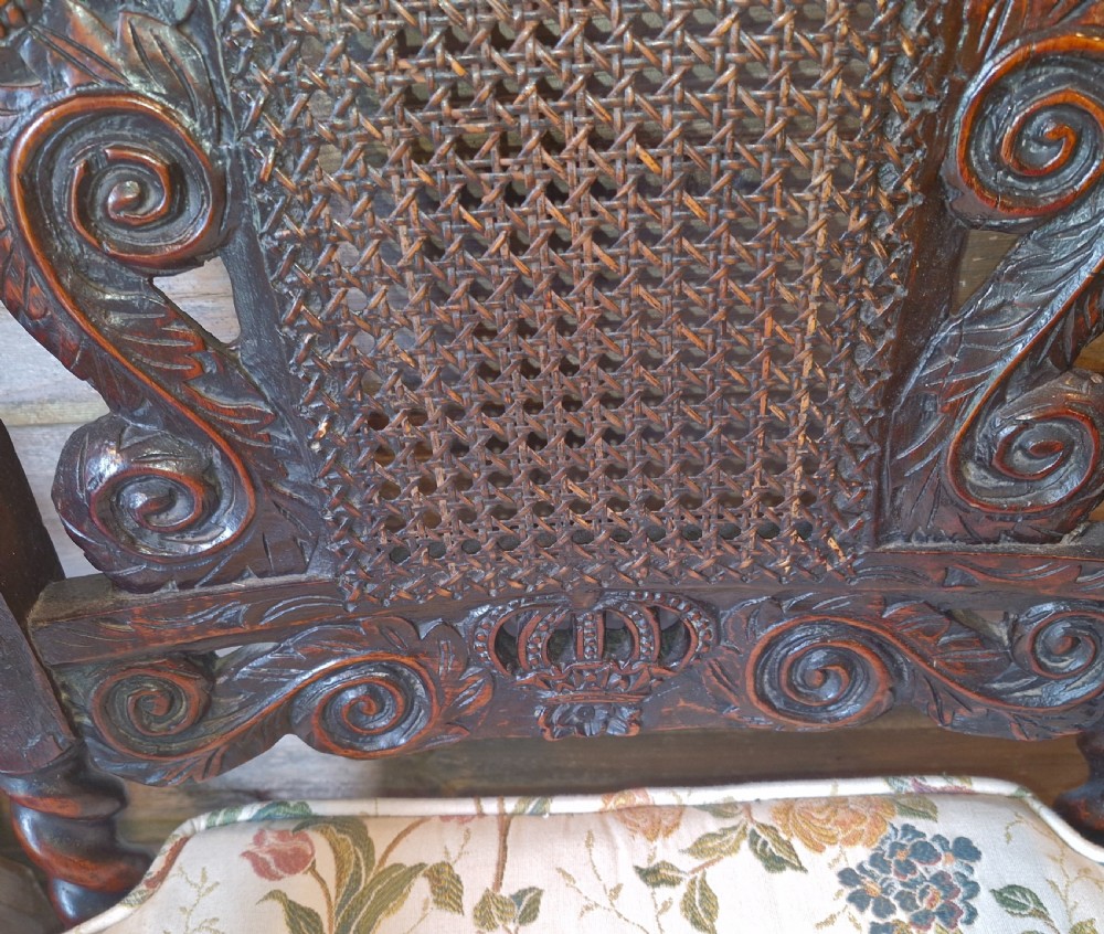 Good pair of antique carved Caroleon style armchairs  View V