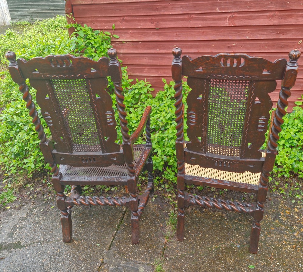 Good pair of antique carved Caroleon style armchairs  View VII