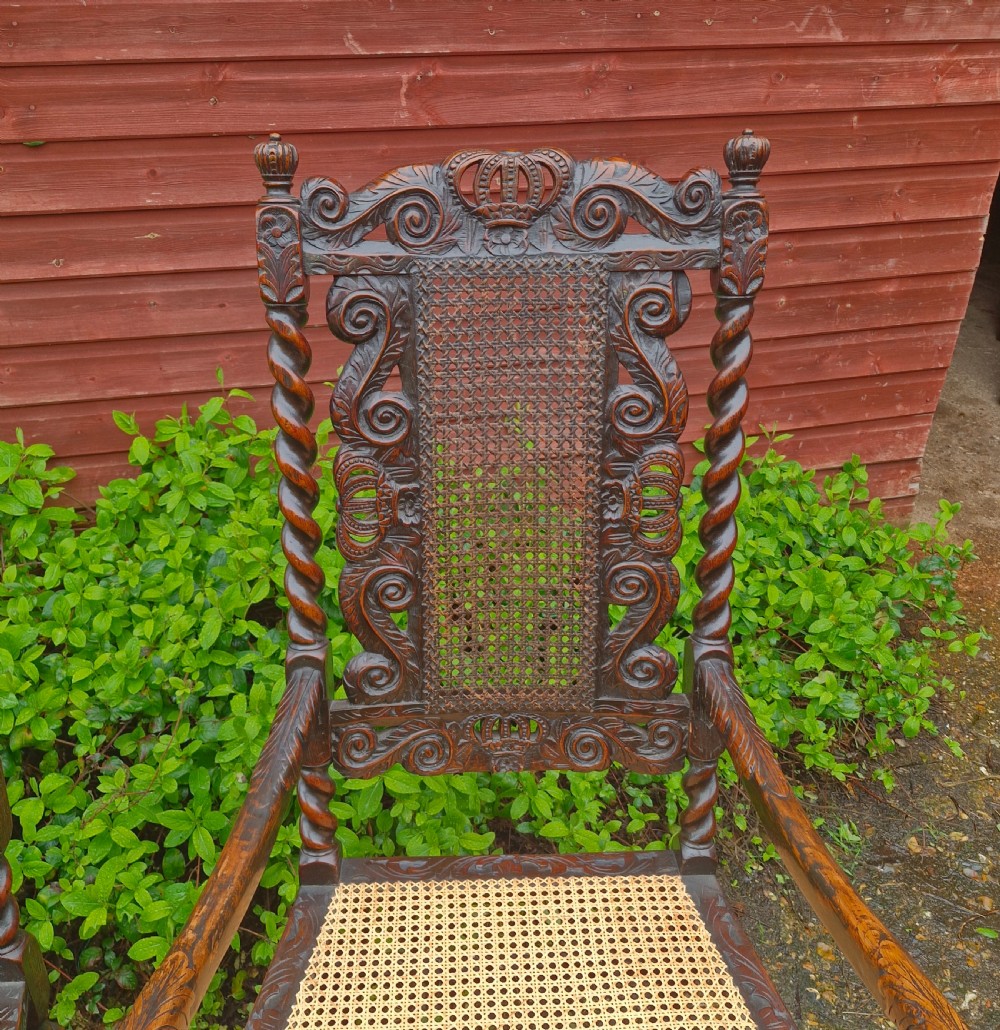 Good pair of antique carved Caroleon style armchairs  View VIII
