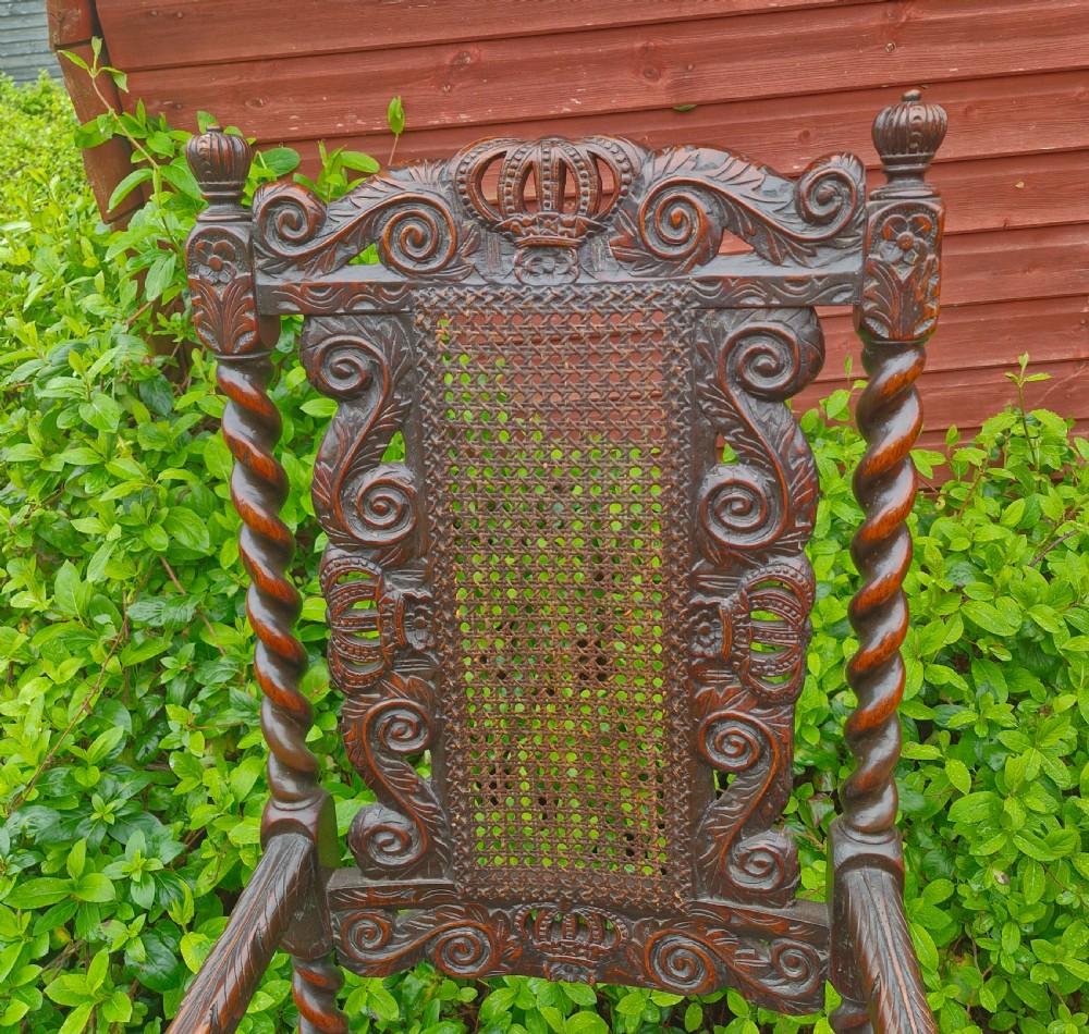 Good pair of antique carved Caroleon style armchairs  View IX