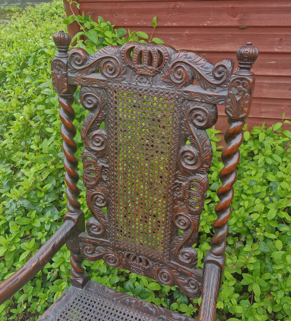 Good pair of antique carved Caroleon style armchairs  View XII