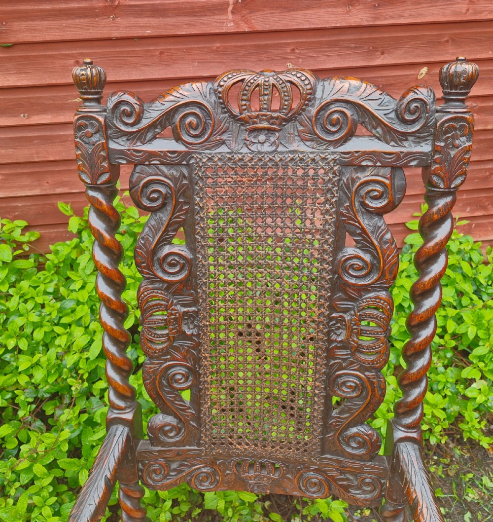 Good pair of antique carved Caroleon style armchairs  View XIII