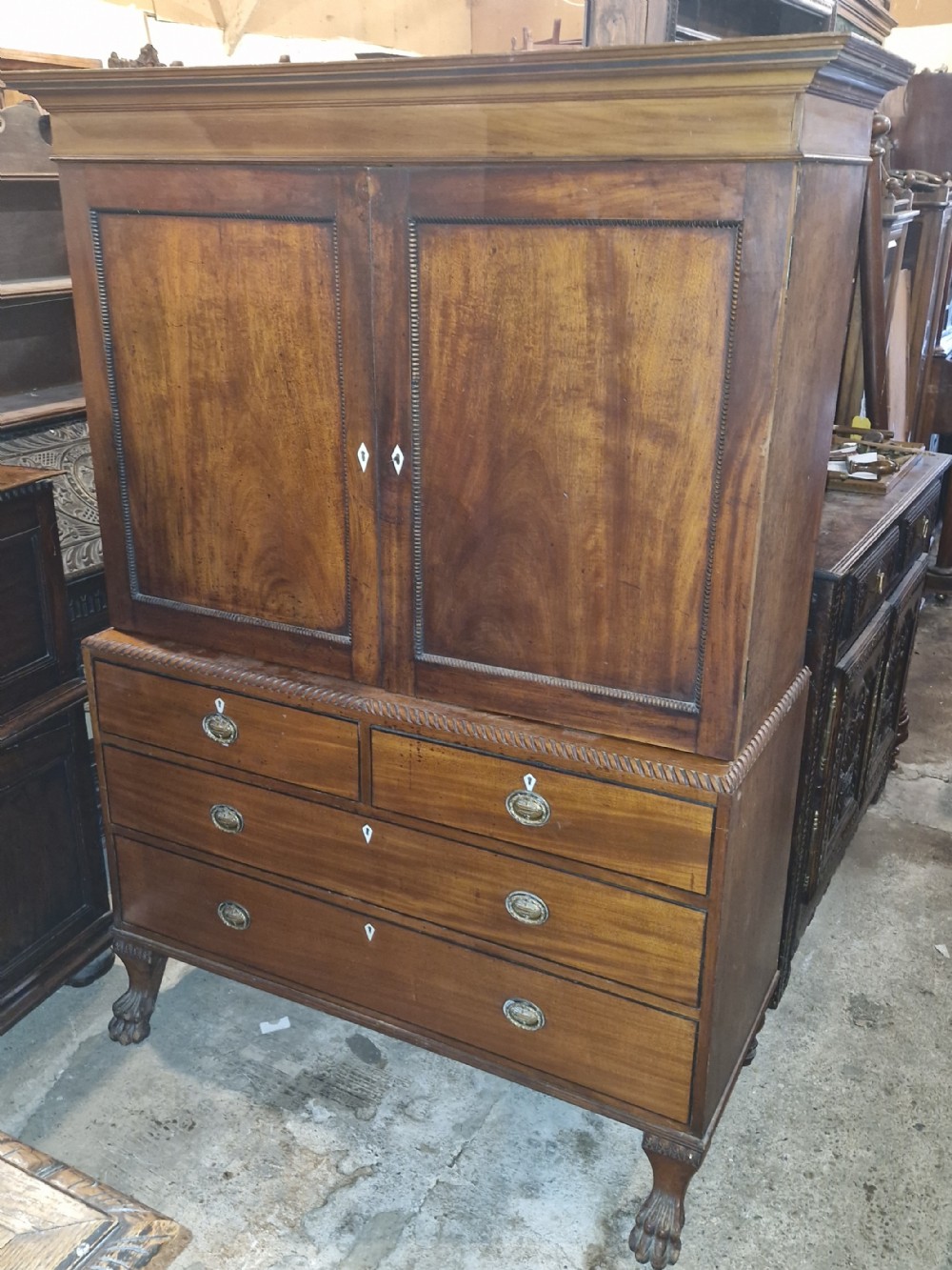 Early 19th century American 2 part cupboard. 