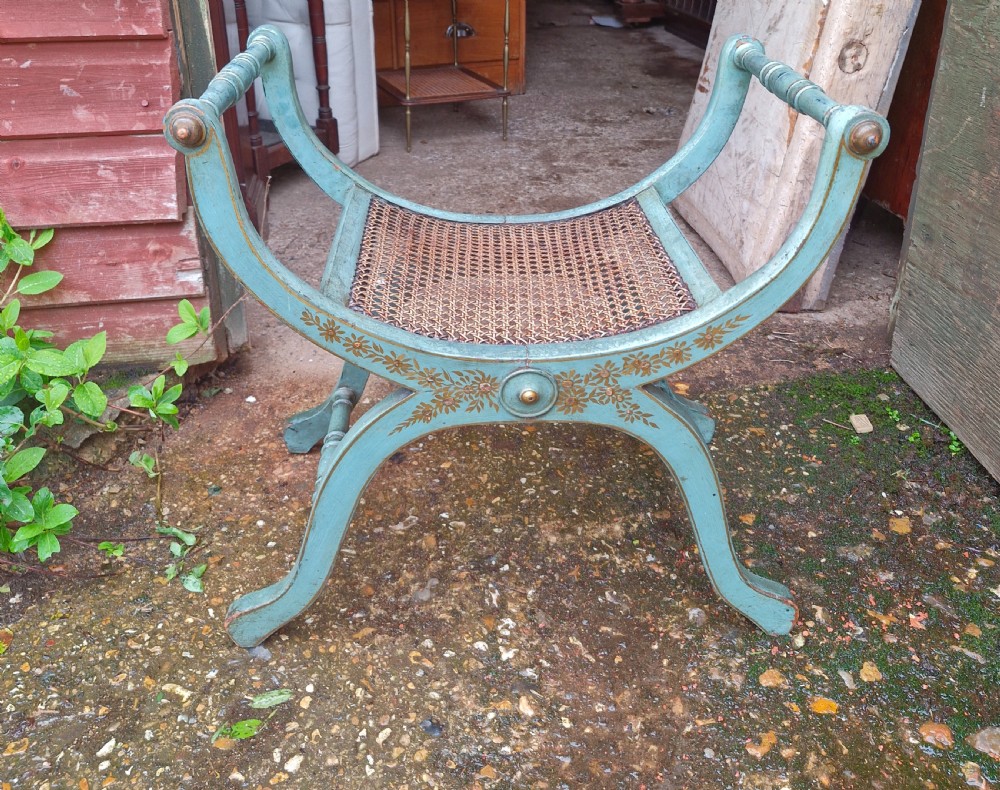 Painted and decorated caned seat stool View V