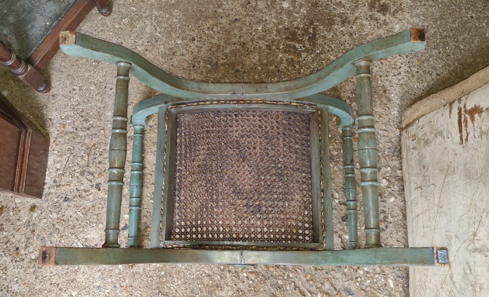 Painted and decorated caned seat stool View VI