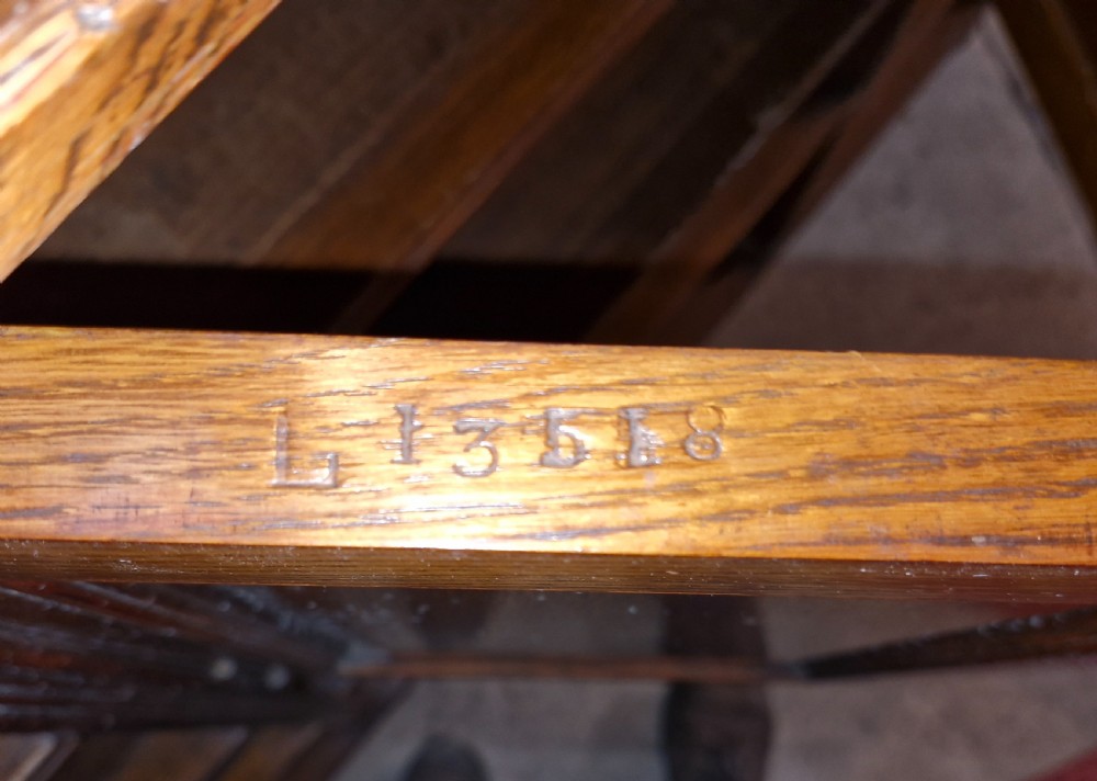 Neat late Victorian Gillows of Lancaster oak bookcase  View II