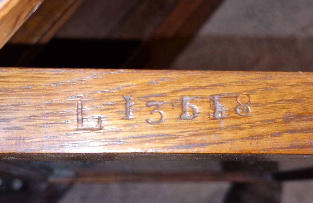 Neat late Victorian Gillows of Lancaster oak bookcase  View III