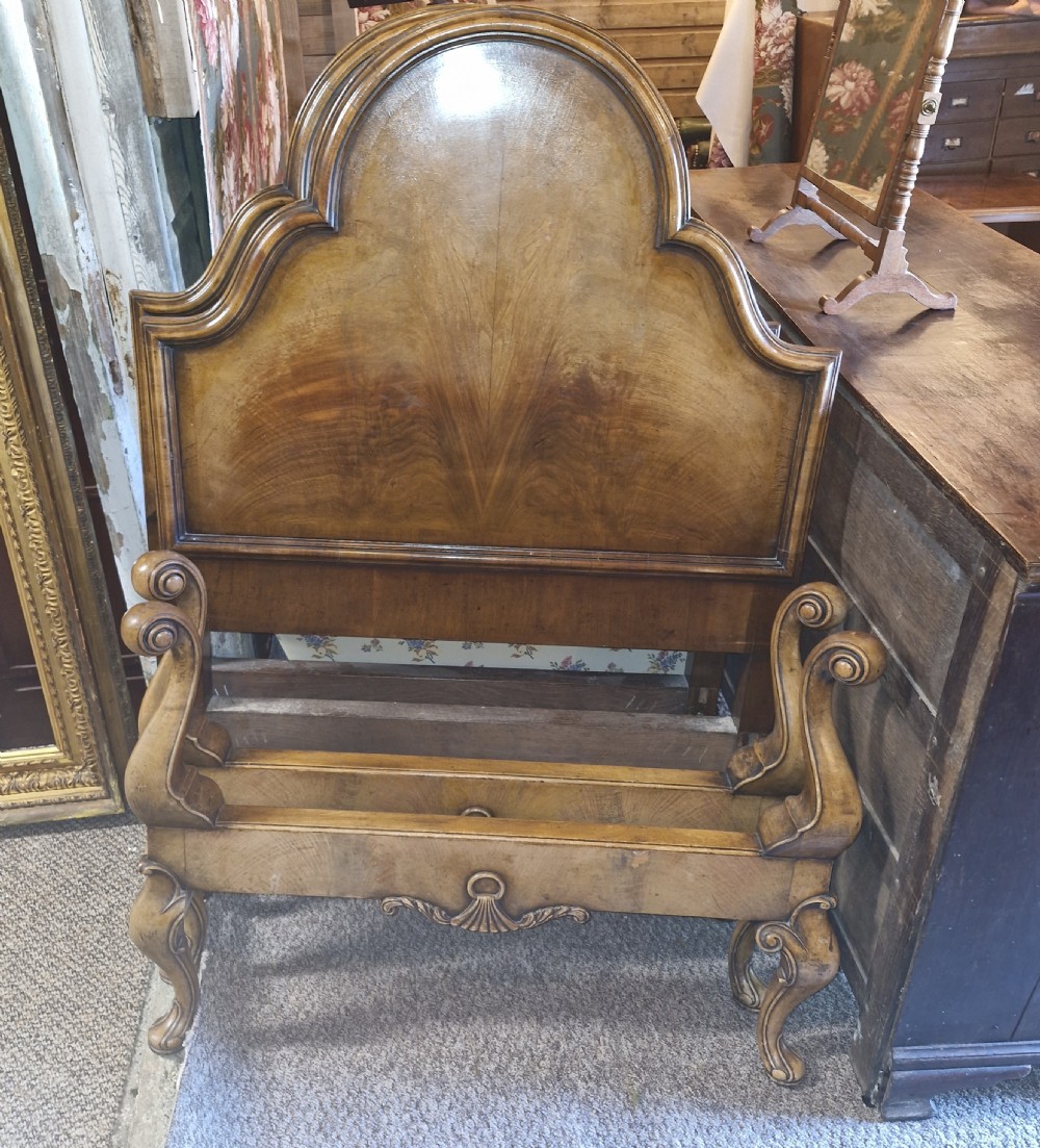 Pair of walnut single beds by Harrods of London  View XIII