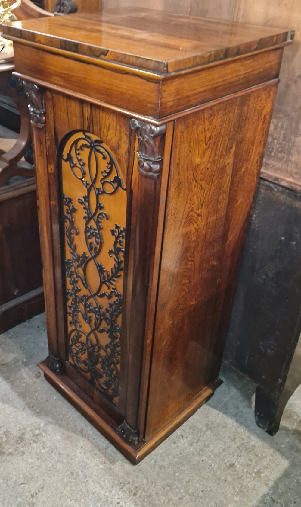 Early Victorian rosewood fitted pedestal cabinet - office cabinet. 