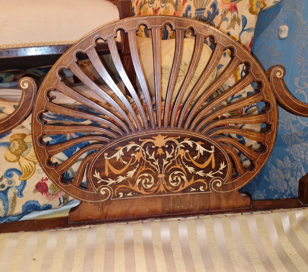 Edwardian bone inlaid fan back window seat . View XI