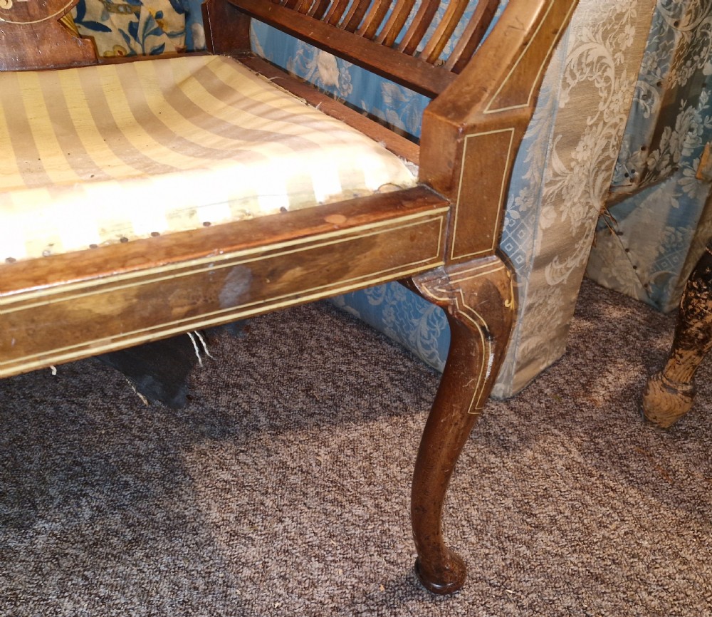 Edwardian bone inlaid fan back window seat . View XIV