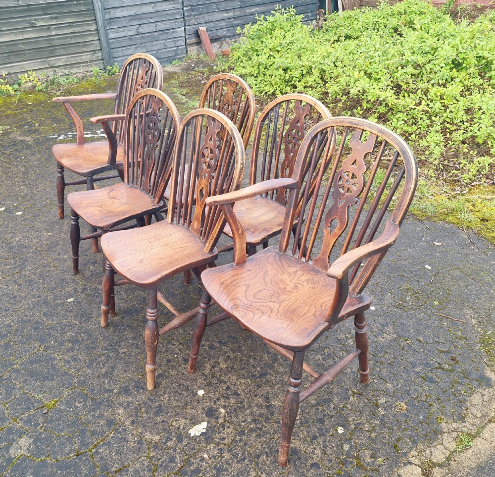Harlequin set of 19th century Windsor kitchen chairs  View VIII